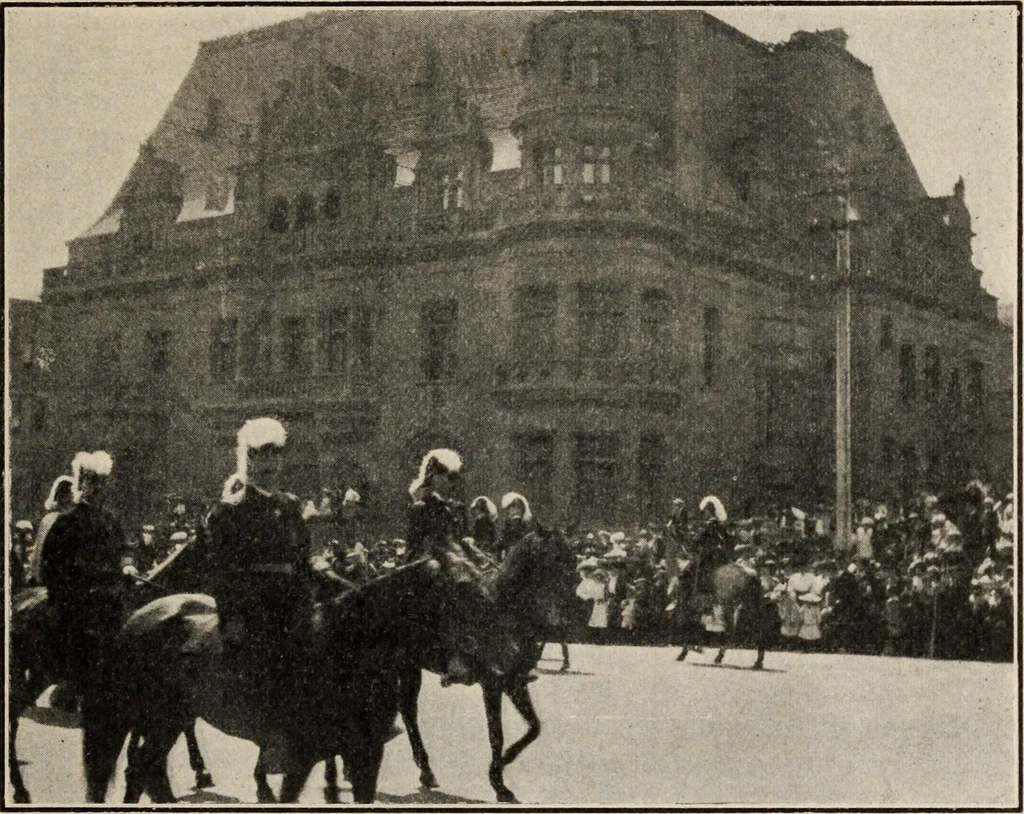 An illustration from Pilgrimage of Mary commandery no. 36, Knights templar of Pennsylvania to the Twenty-ninth triennial conclave of the Grand encampment U.S. at San Francisco, Cal, 1904, leaf 104