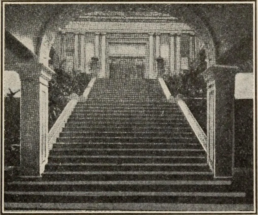 An illustration from Pilgrimage of Mary commandery no. 36, Knights templar of Pennsylvania to the Twenty-ninth triennial conclave of the Grand encampment U.S. at San Francisco, Cal, 1904, leaf 98