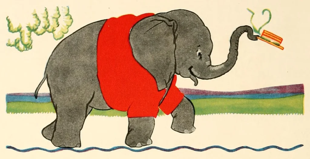 An illustration from Pinky Pup and The empty elephant, 1928, leaf 38