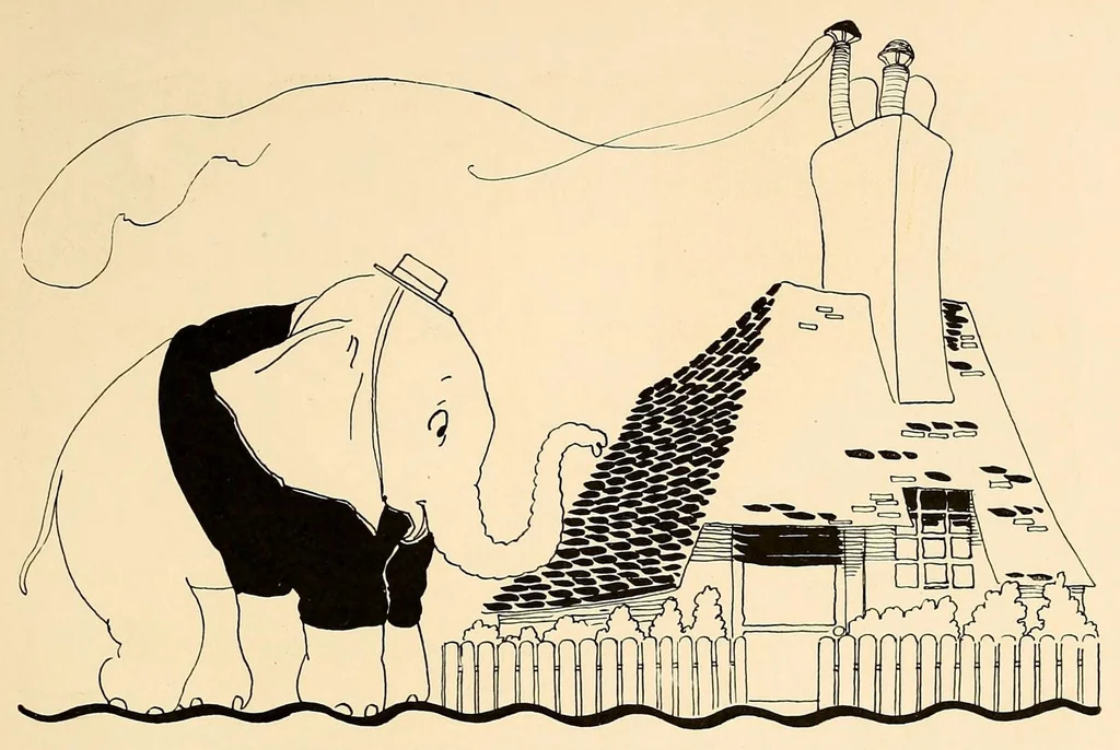 An illustration from Pinky Pup and The empty elephant, 1928, leaf 45