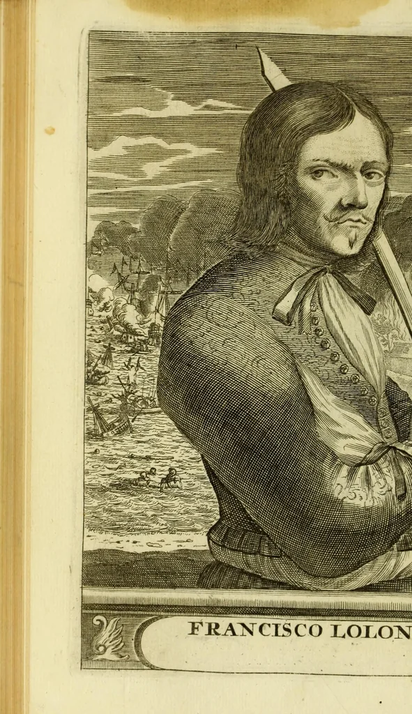 An illustration from Piratas de la America, : y luz à la defensa de las costas de Indias Occidentales. ..., 1681, leaf 174