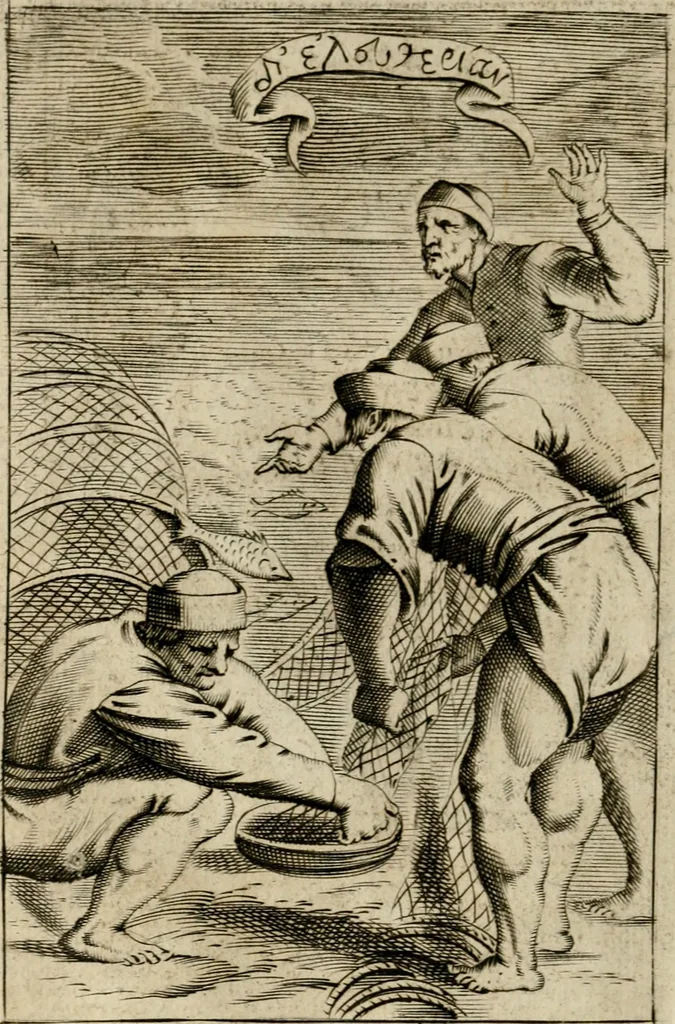 An illustration from Piscatio philosophica : Excellentiae Ill[ustrissi]me ac Reuerendissime D.D. Georgii Cornelii, Ecclesie Patauine Episcopi dicata, 1662, leaf 27