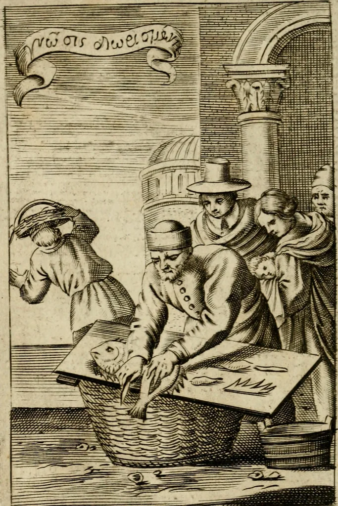 An illustration from Piscatio philosophica : Excellentiae Ill[ustrissi]me ac Reuerendissime D.D. Georgii Cornelii, Ecclesie Patauine Episcopi dicata, 1662, leaf 43