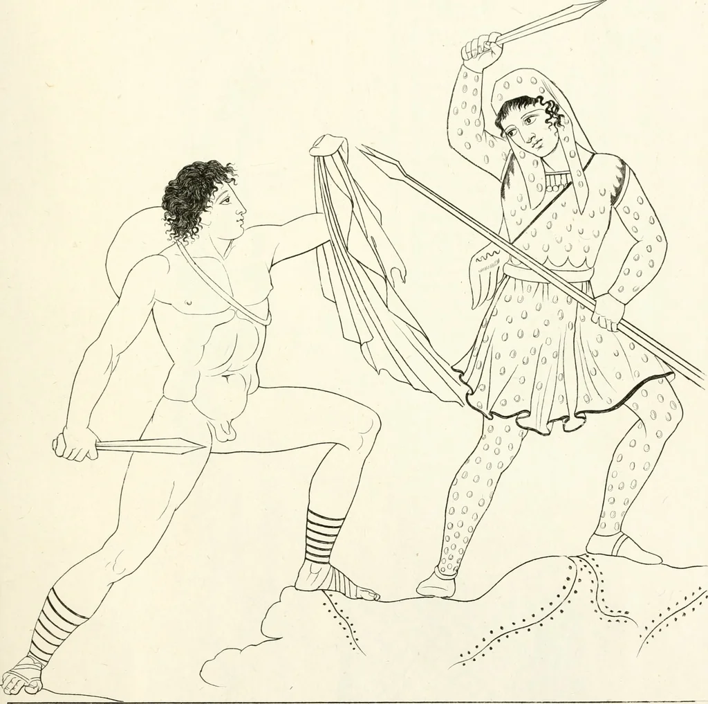 An illustration from Pitture di vasi fittili, esibite dal cav. F. Inghirami per servire di studio alla mitologia ed all storia degli antichi popoli, 1838, leaf 214