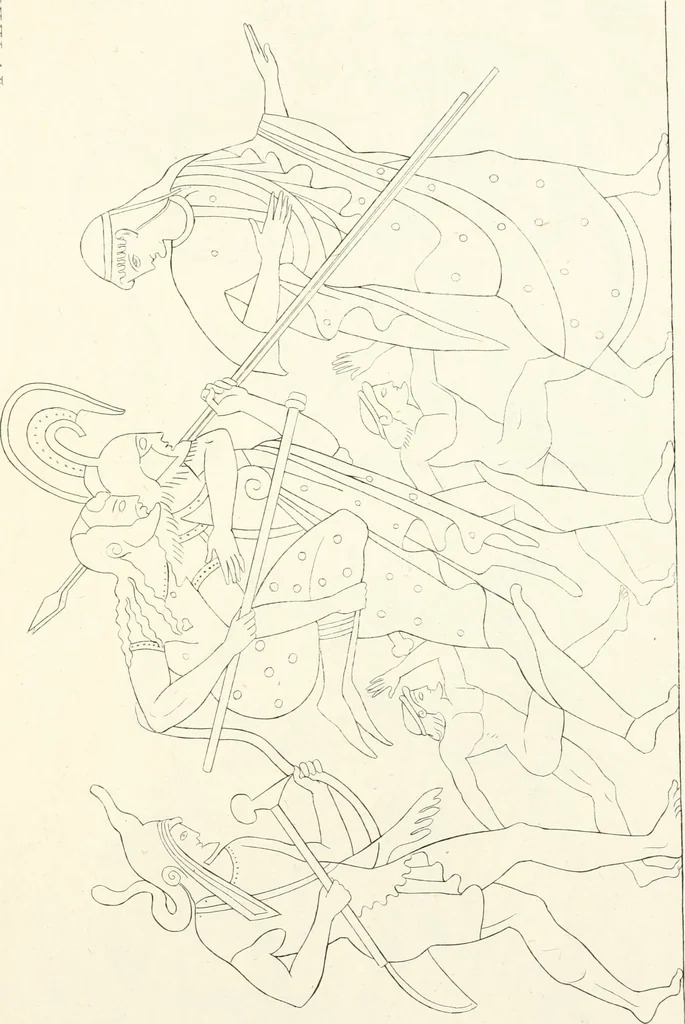 An illustration from Pitture di vasi fittili, esibite dal cav. F. Inghirami per servire di studio alla mitologia ed all storia degli antichi popoli, 1838, leaf 228