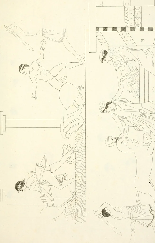 An illustration from Pitture di vasi fittili, esibite dal cav. F. Inghirami per servire di studio alla mitologia ed all storia degli antichi popoli, 1838, leaf 334