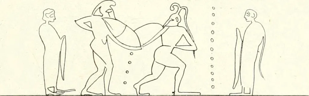 An illustration from Pitture di vasi fittili, esibite dal cav. F. Inghirami per servire di studio alla mitologia ed all storia degli antichi popoli, 1838, leaf 154