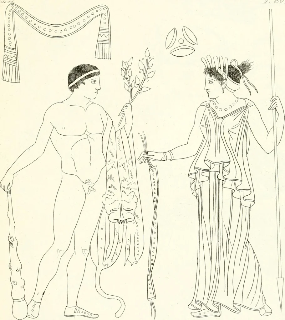 An illustration from Pitture di vasi fittili, esibite dal cav. F. Inghirami per servire di studio alla mitologia ed all storia degli antichi popoli, 1838, leaf 158