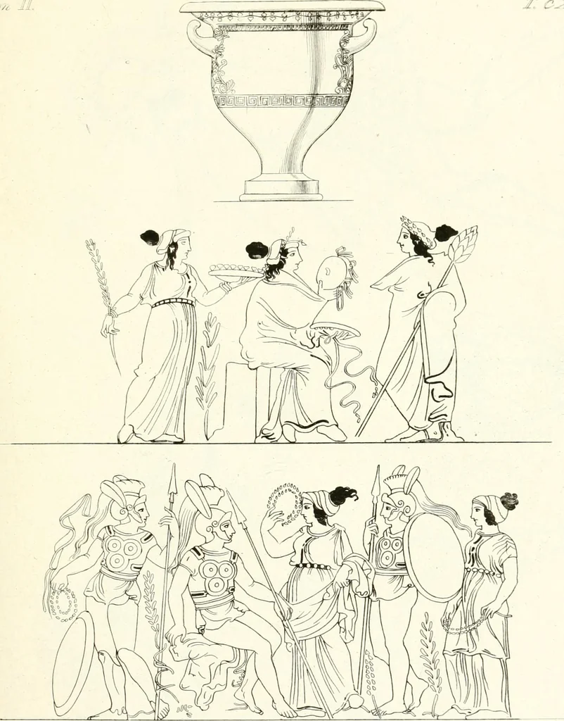 An illustration from Pitture di vasi fittili, esibite dal cav. F. Inghirami per servire di studio alla mitologia ed all storia degli antichi popoli, 1838, leaf 166