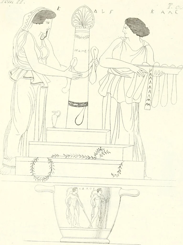 An illustration from Pitture di vasi fittili, esibite dal cav. F. Inghirami per servire di studio alla mitologia ed all storia degli antichi popoli, 1838, leaf 222