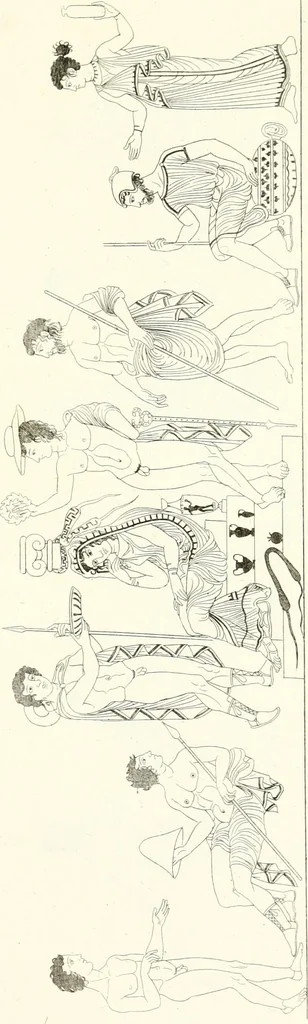 An illustration from Pitture di vasi fittili, esibite dal cav. F. Inghirami per servire di studio alla mitologia ed all storia degli antichi popoli, 1838, leaf 244