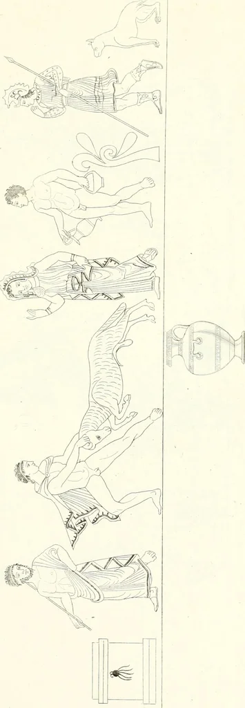 An illustration from Pitture di vasi fittili, esibite dal cav. F. Inghirami per servire di studio alla mitologia ed all storia degli antichi popoli, 1838, leaf 246
