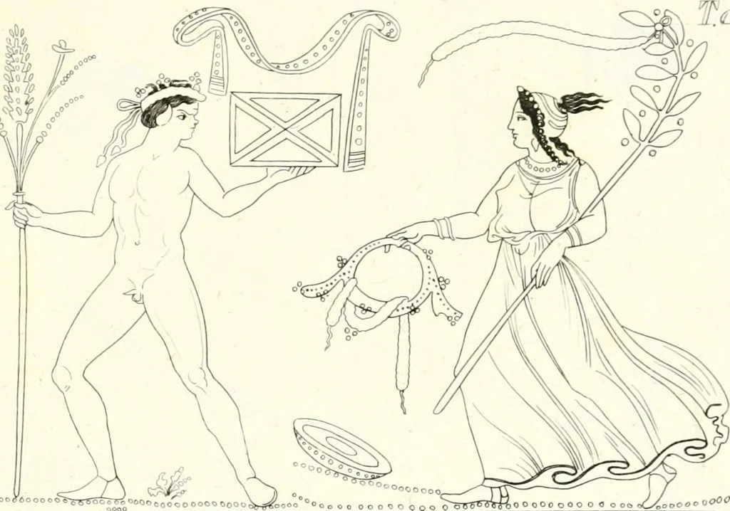 An illustration from Pitture di vasi fittili, esibite dal cav. F. Inghirami per servire di studio alla mitologia ed all storia degli antichi popoli, 1838, leaf 268