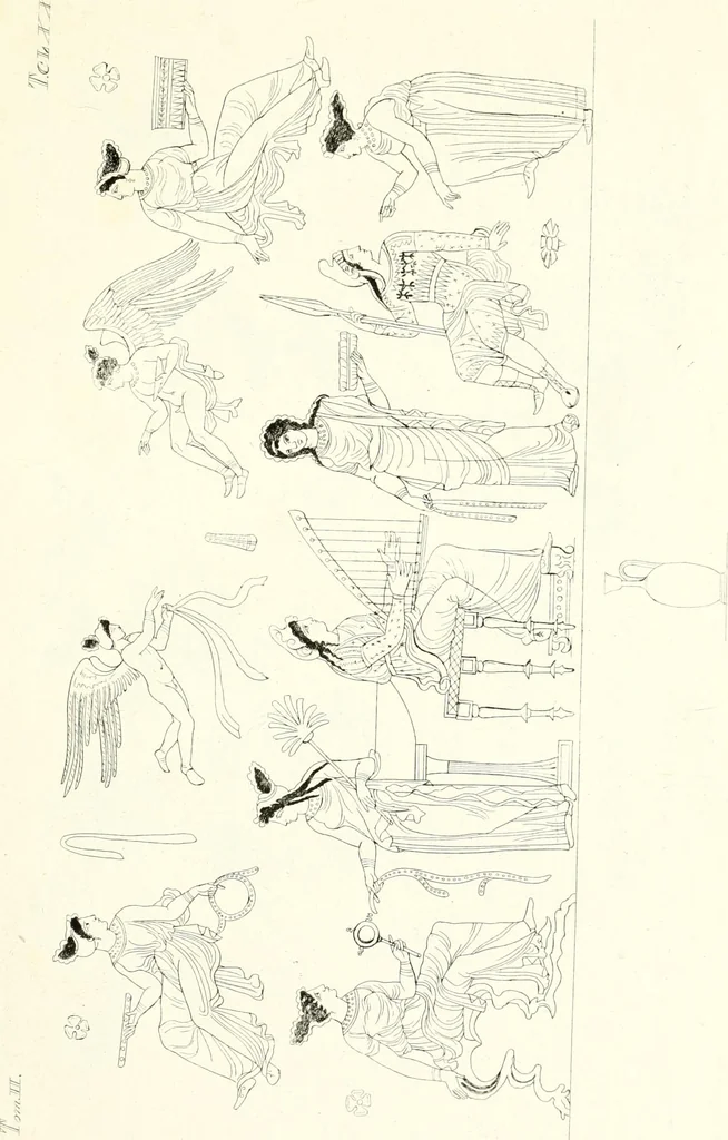 An illustration from Pitture di vasi fittili, esibite dal cav. F. Inghirami per servire di studio alla mitologia ed all storia degli antichi popoli, 1838, leaf 278