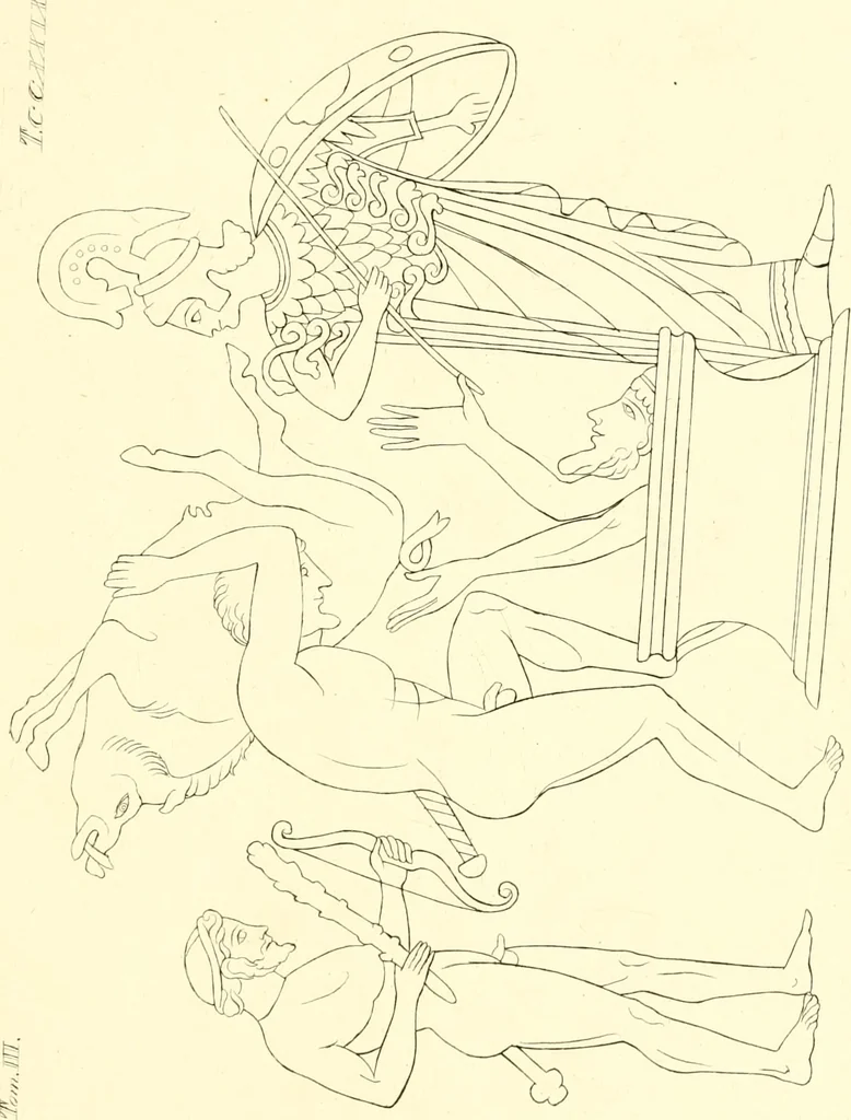 An illustration from Pitture di vasi fittili, esibite dal cav. F. Inghirami per servire di studio alla mitologia ed alla storia degli antichi popoli, 1838, leaf 222