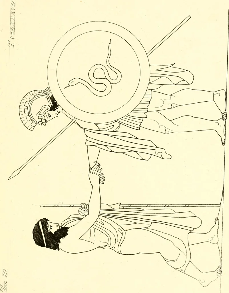 An illustration from Pitture di vasi fittili, esibite dal cav. F. Inghirami per servire di studio alla mitologia ed alla storia degli antichi popoli, 1838, leaf 338