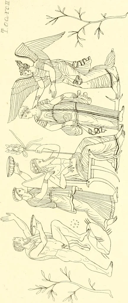 An illustration from Pitture di vasi fittili, esibite dal cav. F. Inghirami per servire di studio alla mitologia ed alla storia degli antichi popoli, 1838, leaf 348