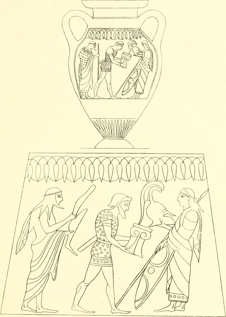 An illustration from Pitture di vasi fittili, esibite dal cav. F. Inghirami per servire di studio alla mitologia ed alla storia degli antichi popoli, 1838, leaf 354