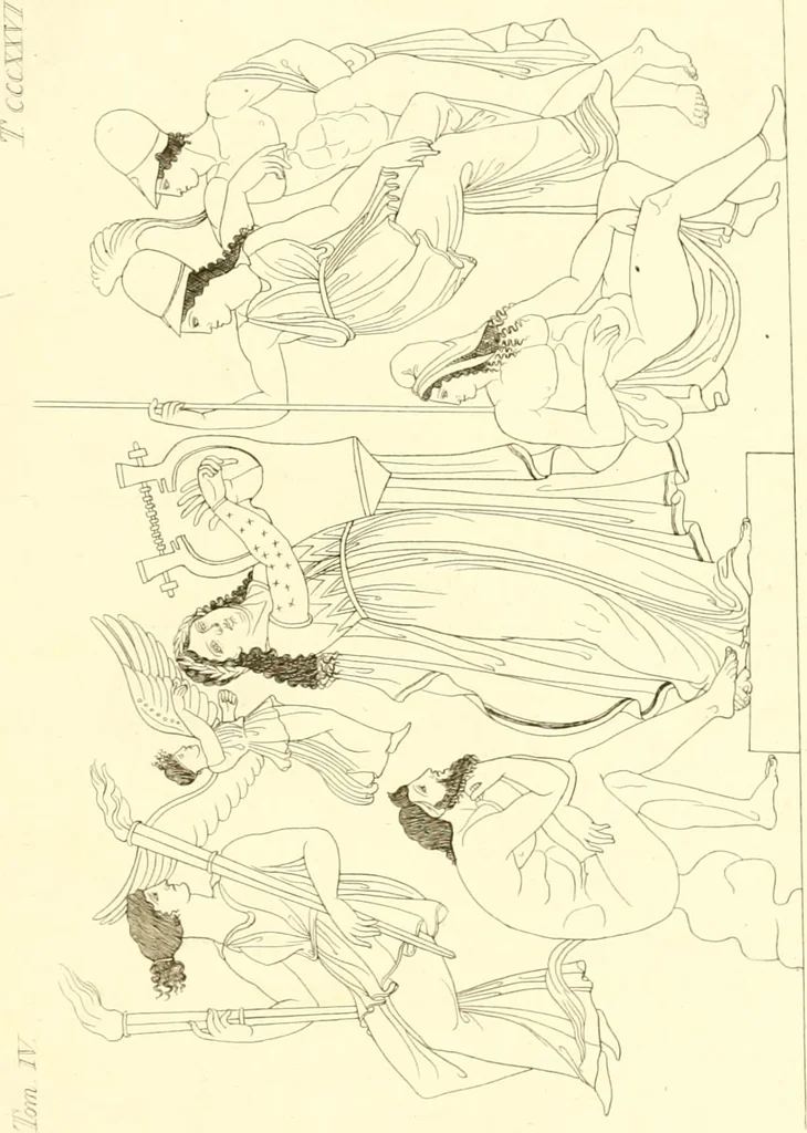 An illustration from Pitture di vasi fittili, esibite dal cav. F. Inghirami per servire di studio alla mitologia ed alla storia degli antichi popoli, 1838, leaf 592