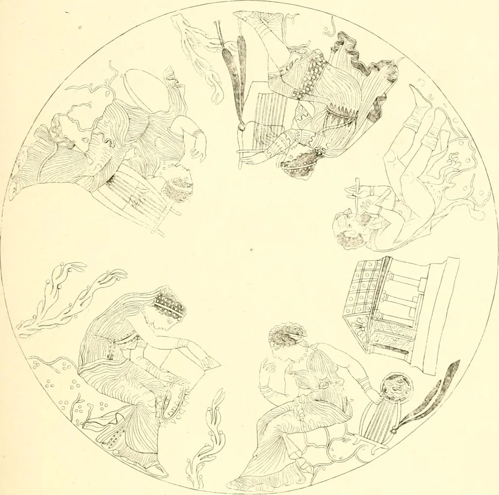 An illustration from Pitture di vasi fittili, esibite dal cav. F. Inghirami per servire di studio alla mitologia ed alla storia degli antichi popoli, 1838, leaf 600