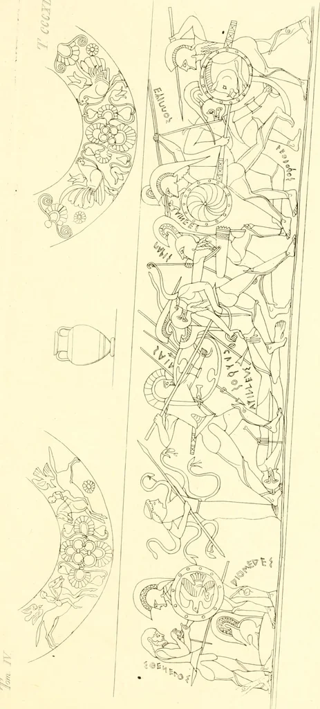 An illustration from Pitture di vasi fittili, esibite dal cav. F. Inghirami per servire di studio alla mitologia ed alla storia degli antichi popoli, 1838, leaf 628