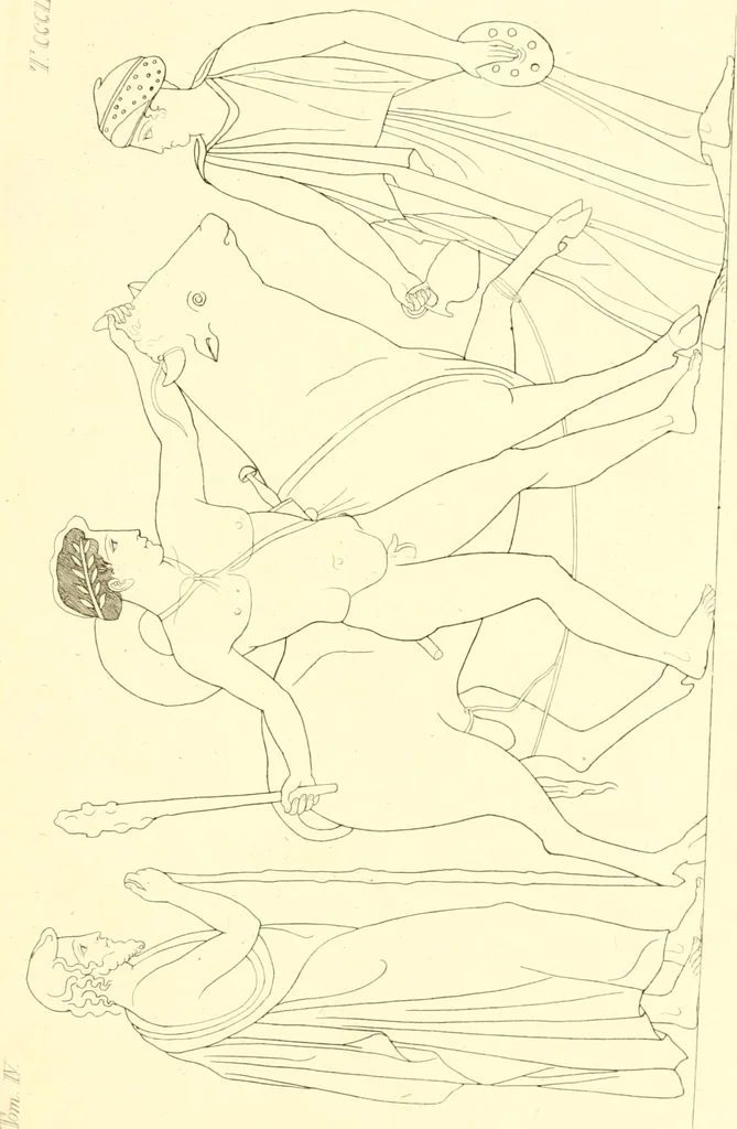 An illustration from Pitture di vasi fittili, esibite dal cav. F. Inghirami per servire di studio alla mitologia ed alla storia degli antichi popoli, 1838, leaf 666