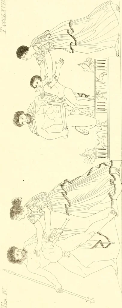 An illustration from Pitture di vasi fittili, esibite dal cav. F. Inghirami per servire di studio alla mitologia ed alla storia degli antichi popoli, 1838, leaf 674