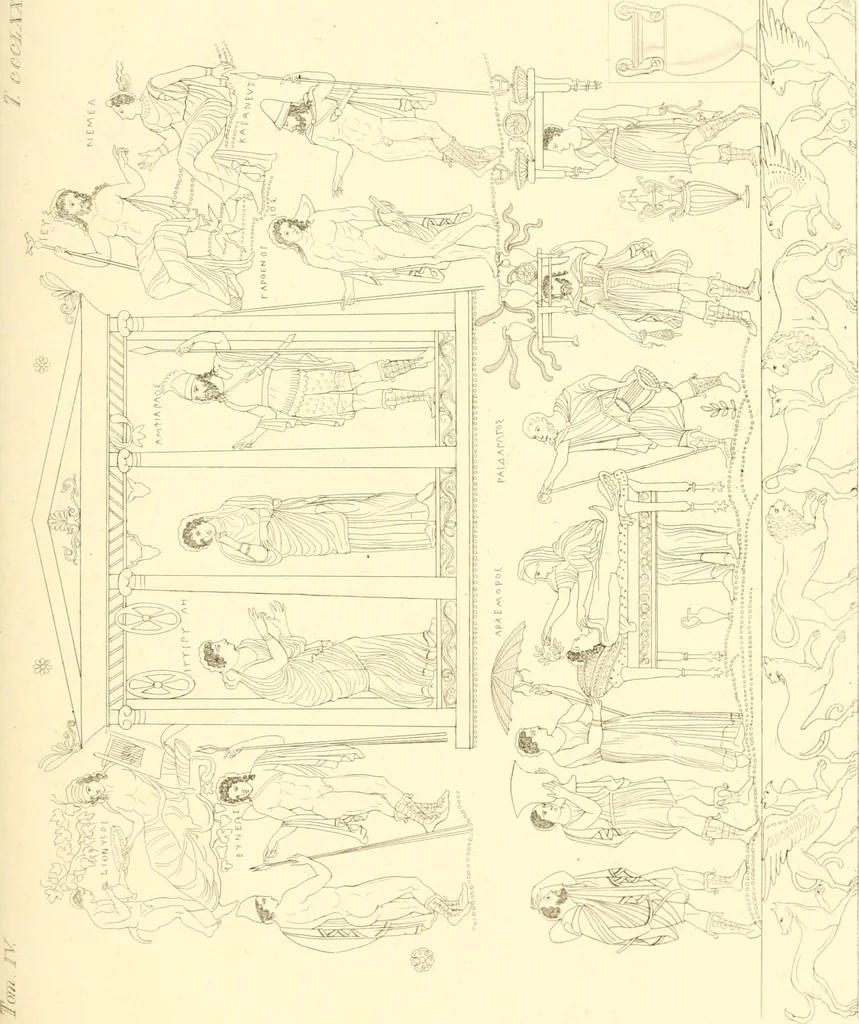 An illustration from Pitture di vasi fittili, esibite dal cav. F. Inghirami per servire di studio alla mitologia ed alla storia degli antichi popoli, 1838, leaf 680