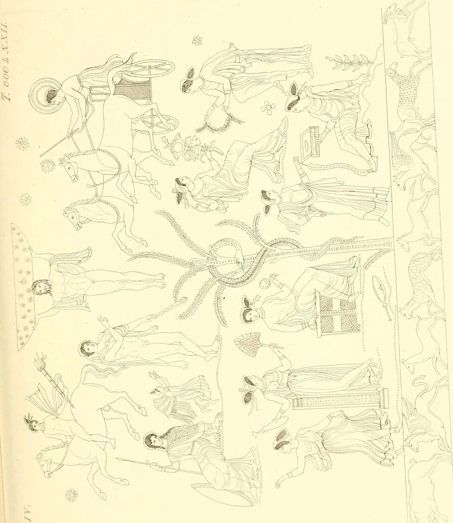 An illustration from Pitture di vasi fittili, esibite dal cav. F. Inghirami per servire di studio alla mitologia ed alla storia degli antichi popoli, 1838, leaf 682