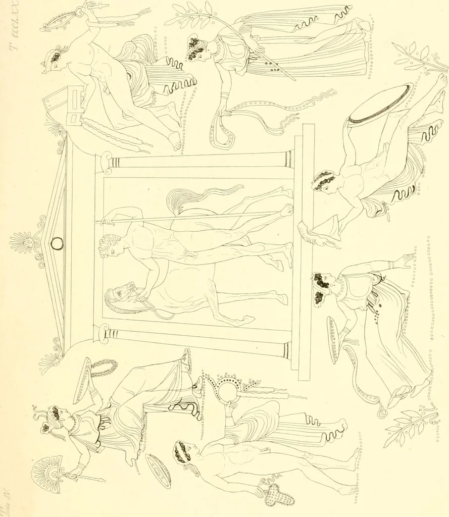 An illustration from Pitture di vasi fittili, esibite dal cav. F. Inghirami per servire di studio alla mitologia ed alla storia degli antichi popoli, 1838, leaf 716