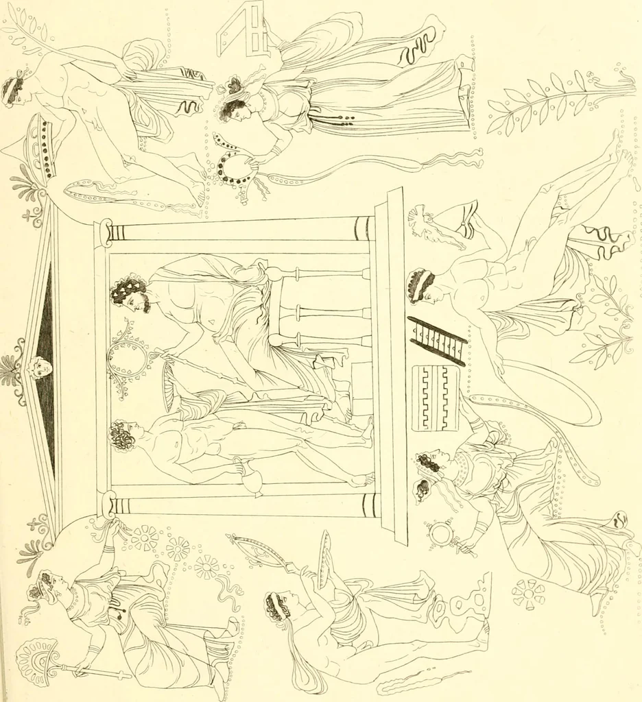 An illustration from Pitture di vasi fittili, esibite dal cav. F. Inghirami per servire di studio alla mitologia ed alla storia degli antichi popoli, 1838, leaf 722