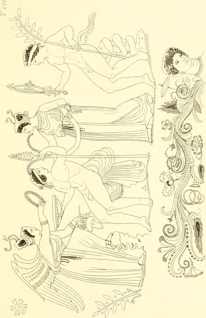 An illustration from Pitture di vasi fittili, esibite dal cav. F. Inghirami per servire di studio alla mitologia ed alla storia degli antichi popoli, 1838, leaf 726