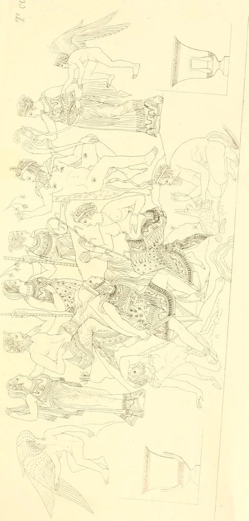 An illustration from Pitture di vasi fittili, esibite dal cav. F. Inghirami per servire di studio alla mitologia ed alla storia degli antichi popoli, 1838, leaf 736