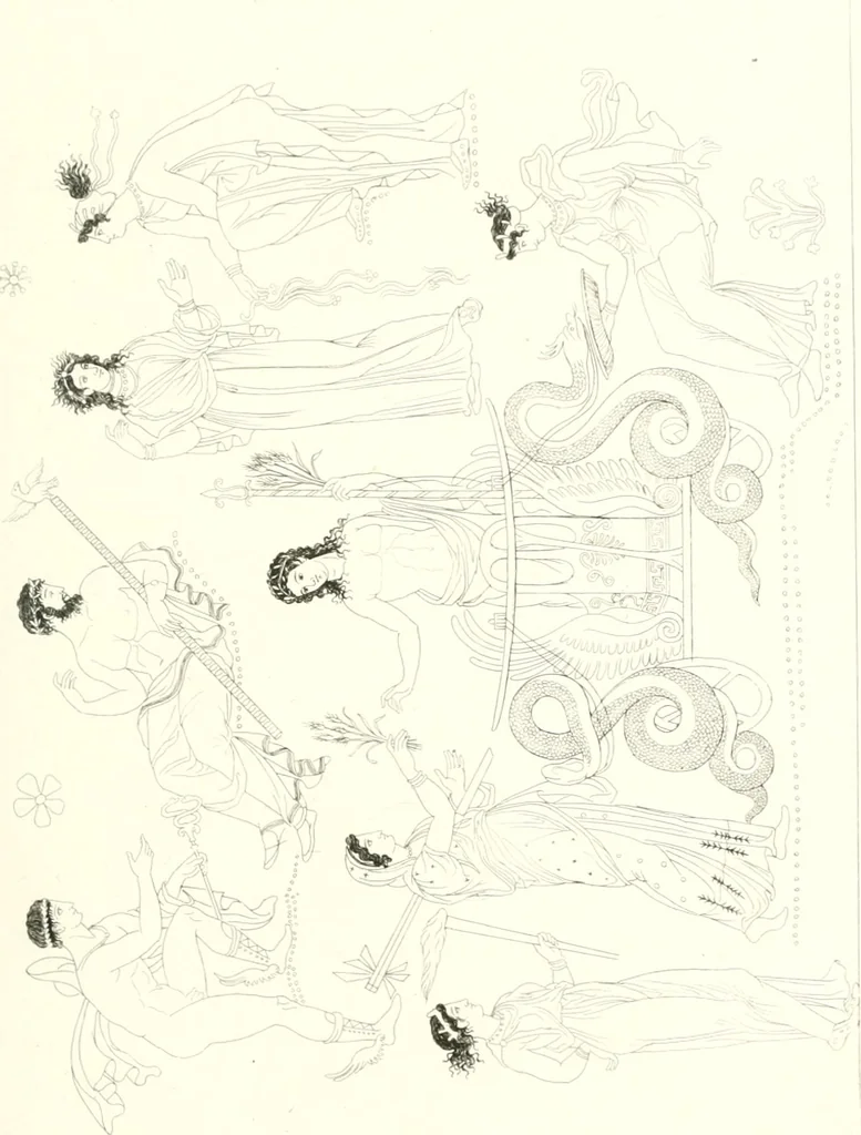 An illustration from Pitture di vasi fittili, esibite dal cav. F. Inghirami per servire di studio alla mitologia ed all storia degli antichi popoli, 1838, leaf 180