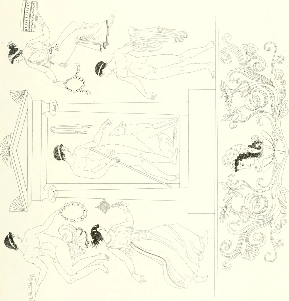An illustration from Pitture di vasi fittili, esibite dal cav. F. Inghirami per servire di studio alla mitologia ed all storia degli antichi popoli, 1838, leaf 182