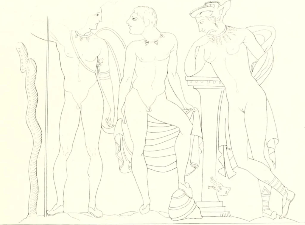 An illustration from Pitture di vasi fittili, esibite dal cav. F. Inghirami per servire di studio alla mitologia ed all storia degli antichi popoli, 1838, leaf 184