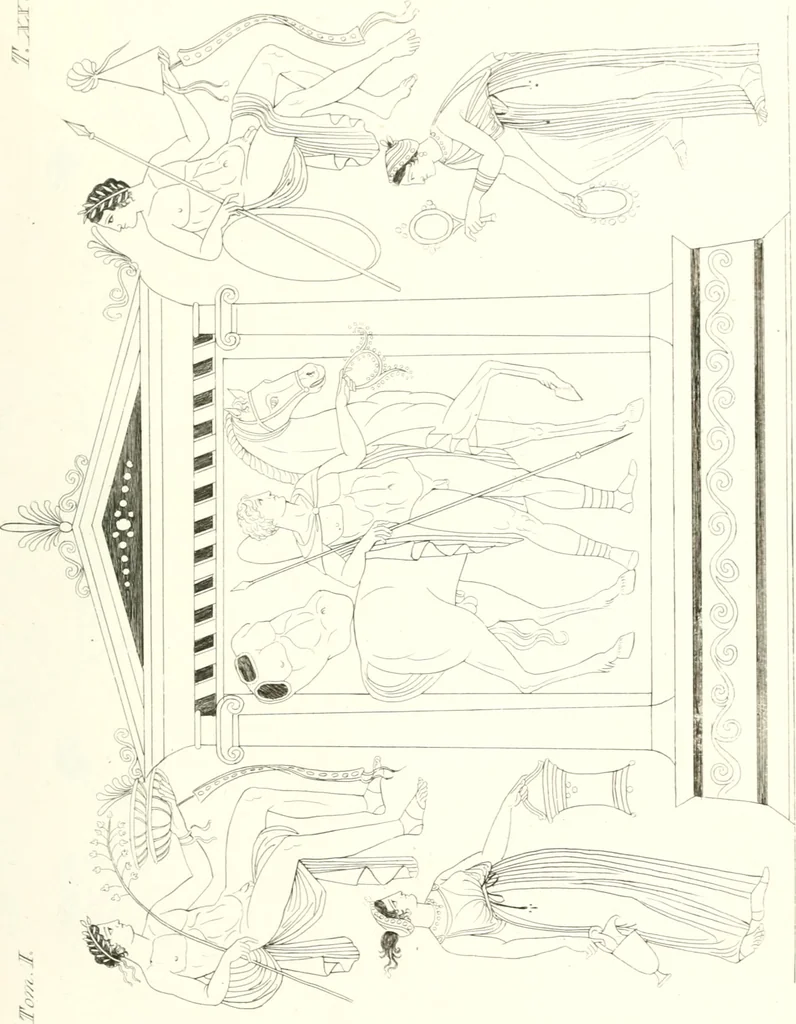An illustration from Pitture di vasi fittili, esibite dal cav. F. Inghirami per servire di studio alla mitologia ed all storia degli antichi popoli, 1838, leaf 196