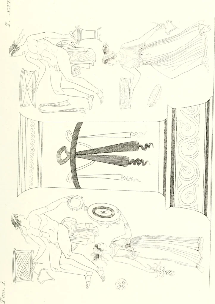 An illustration from Pitture di vasi fittili, esibite dal cav. F. Inghirami per servire di studio alla mitologia ed all storia degli antichi popoli, 1838, leaf 198