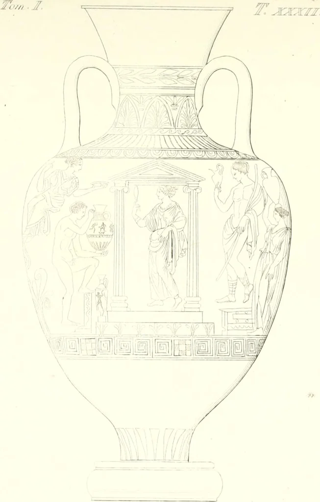 An illustration from Pitture di vasi fittili, esibite dal cav. F. Inghirami per servire di studio alla mitologia ed all storia degli antichi popoli, 1838, leaf 214