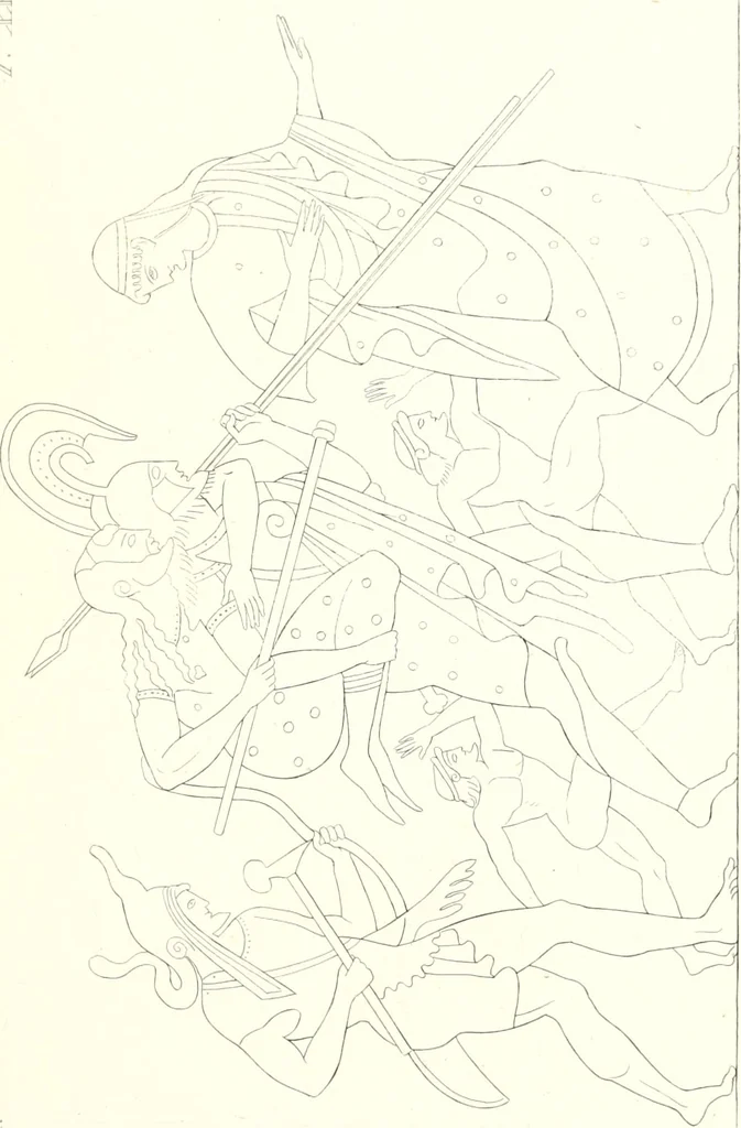 An illustration from Pitture di vasi fittili, esibite dal cav. F. Inghirami per servire di studio alla mitologia ed all storia degli antichi popoli, 1838, leaf 228