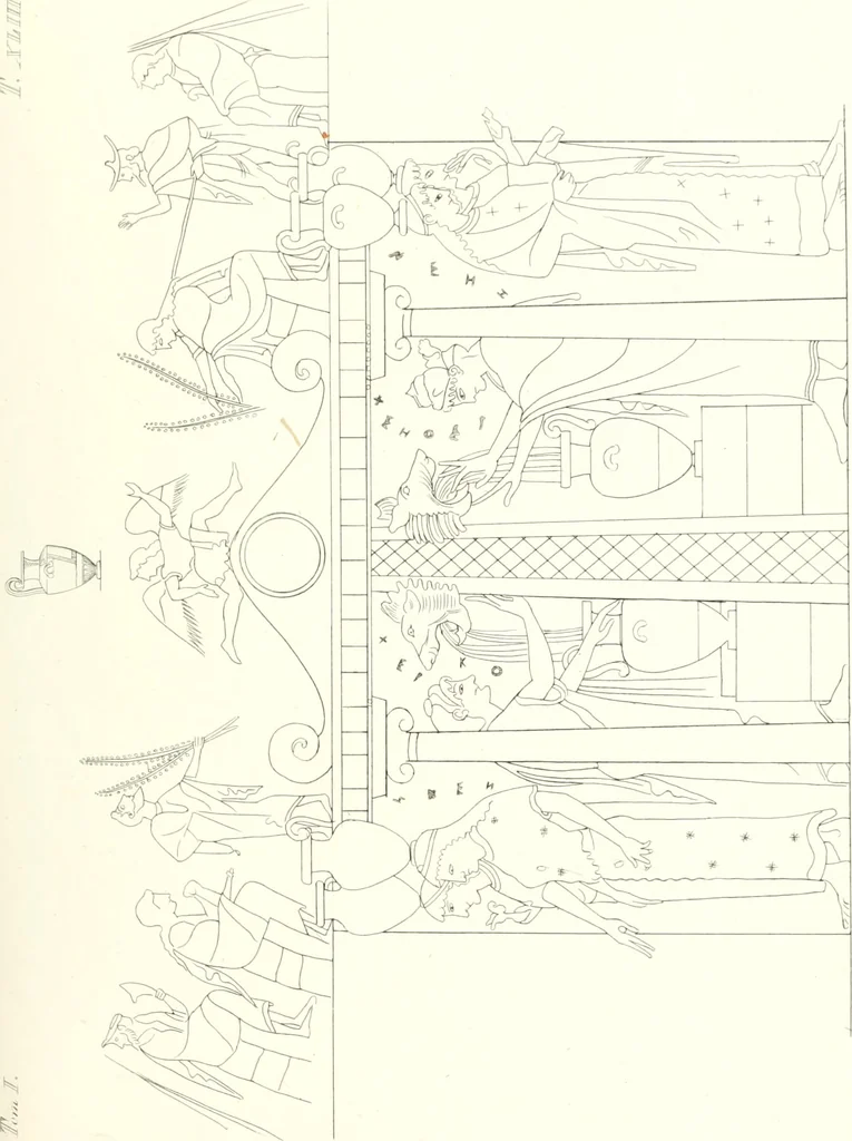 An illustration from Pitture di vasi fittili, esibite dal cav. F. Inghirami per servire di studio alla mitologia ed all storia degli antichi popoli, 1838, leaf 236