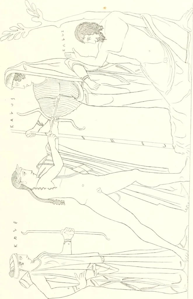 An illustration from Pitture di vasi fittili, esibite dal cav. F. Inghirami per servire di studio alla mitologia ed all storia degli antichi popoli, 1838, leaf 242
