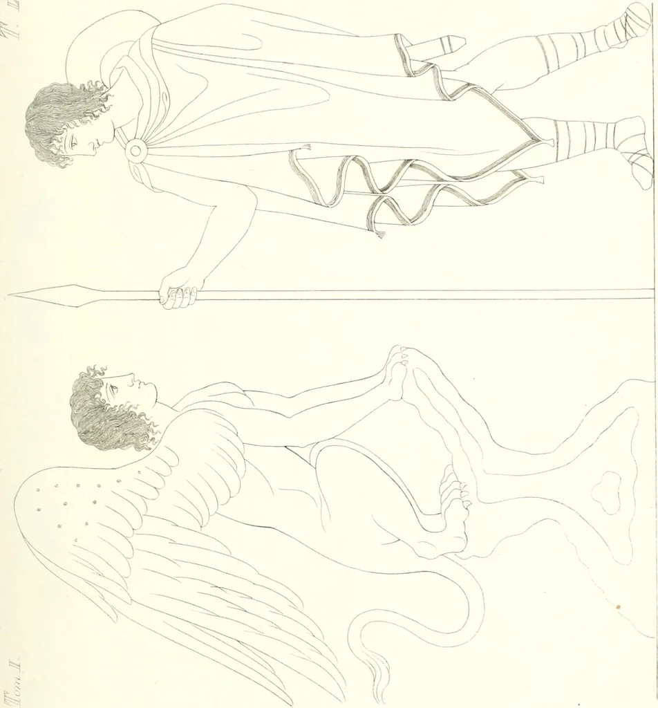 An illustration from Pitture di vasi fittili, esibite dal cav. F. Inghirami per servire di studio alla mitologia ed all storia degli antichi popoli, 1838, leaf 250