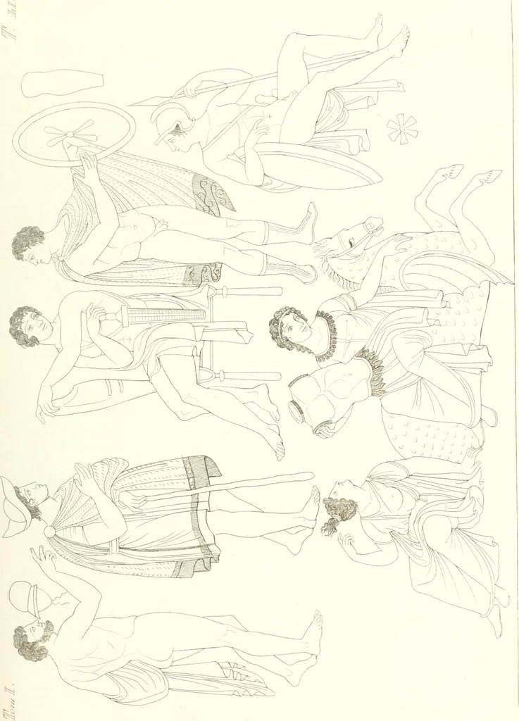 An illustration from Pitture di vasi fittili, esibite dal cav. F. Inghirami per servire di studio alla mitologia ed all storia degli antichi popoli, 1838, leaf 252