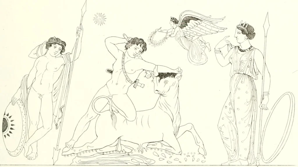An illustration from Pitture di vasi fittili, esibite dal cav. F. Inghirami per servire di studio alla mitologia ed all storia degli antichi popoli, 1838, leaf 258