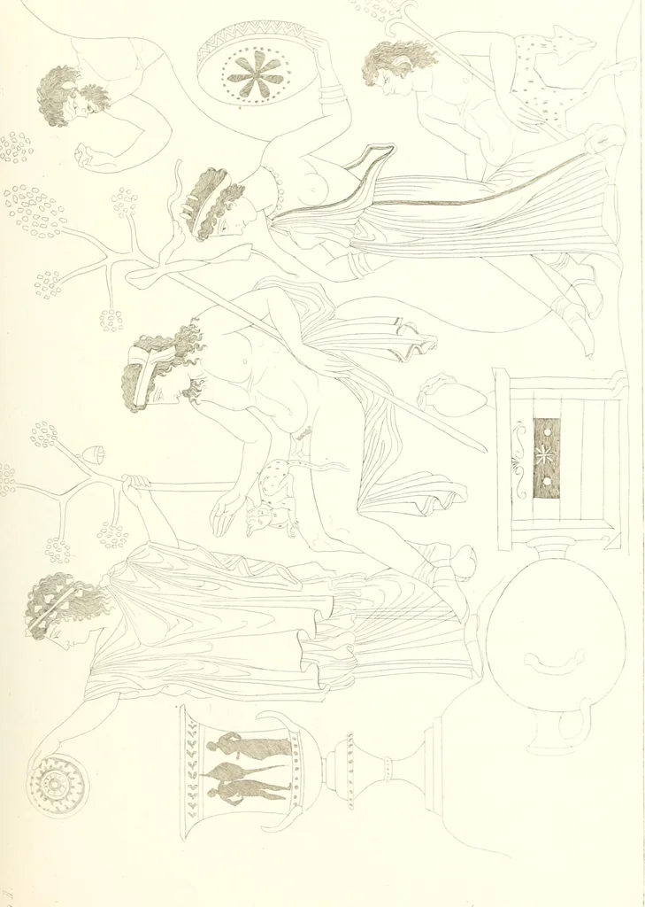 An illustration from Pitture di vasi fittili, esibite dal cav. F. Inghirami per servire di studio alla mitologia ed all storia degli antichi popoli, 1838, leaf 262