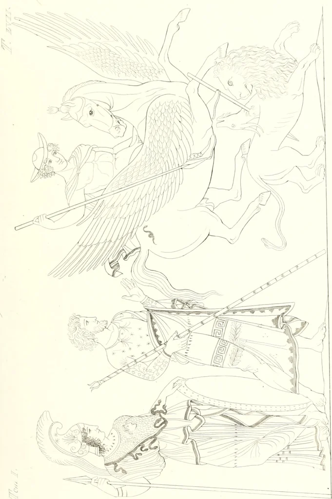 An illustration from Pitture di vasi fittili, esibite dal cav. F. Inghirami per servire di studio alla mitologia ed all storia degli antichi popoli, 1838, leaf 264