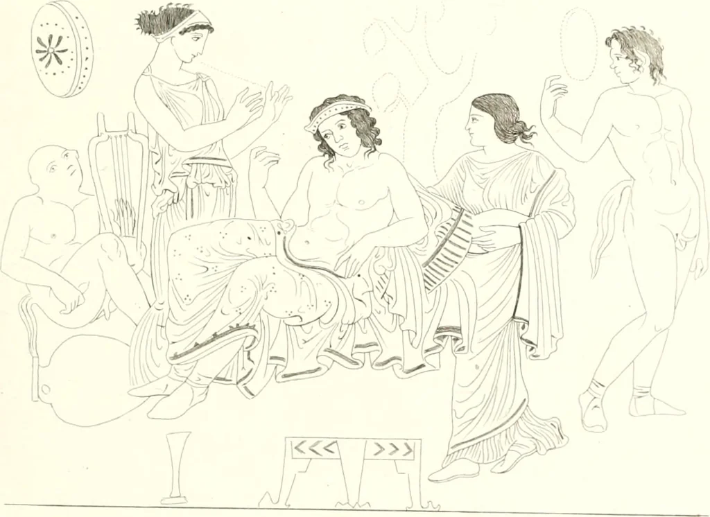 An illustration from Pitture di vasi fittili, esibite dal cav. F. Inghirami per servire di studio alla mitologia ed all storia degli antichi popoli, 1838, leaf 266