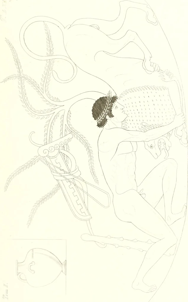 An illustration from Pitture di vasi fittili, esibite dal cav. F. Inghirami per servire di studio alla mitologia ed all storia degli antichi popoli, 1838, leaf 276
