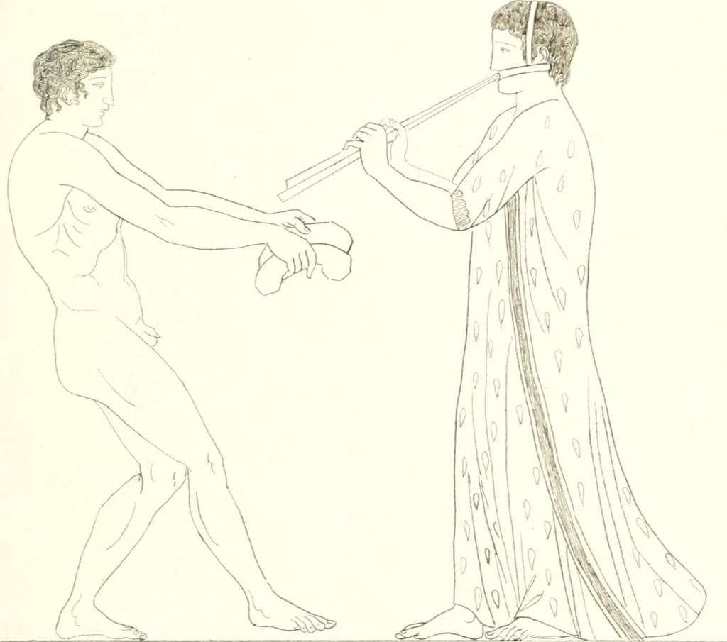 An illustration from Pitture di vasi fittili, esibite dal cav. F. Inghirami per servire di studio alla mitologia ed all storia degli antichi popoli, 1838, leaf 316